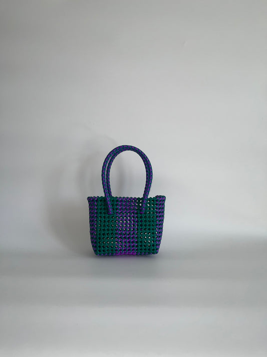 N°91XS bis - SAC COLORÉ - MINI - violet & vert foncé