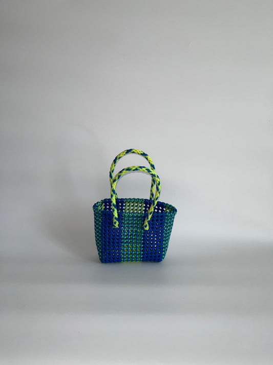 N°121XS - SAC COLORÉ - MINI - jaune fluo & bleu foncé