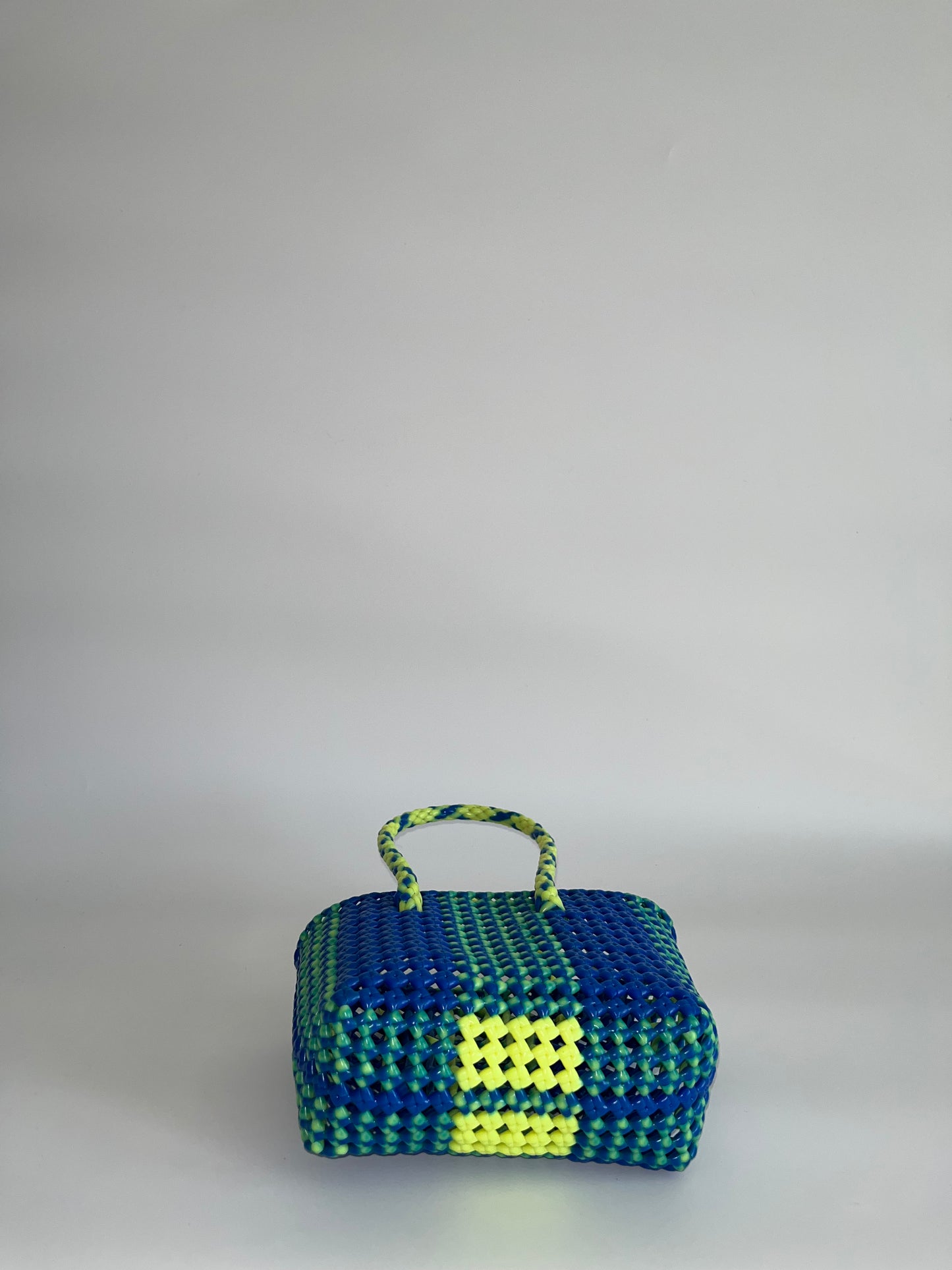 N°121XS - SAC COLORÉ - MINI - jaune fluo & bleu foncé