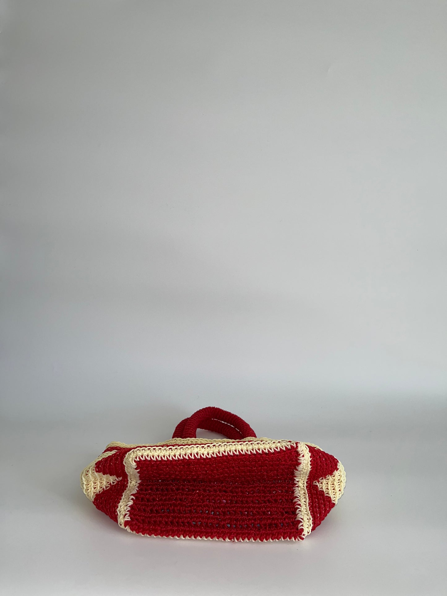 N°22SC - SAC CROCHET COEUR XS - MINI - rouge & crème