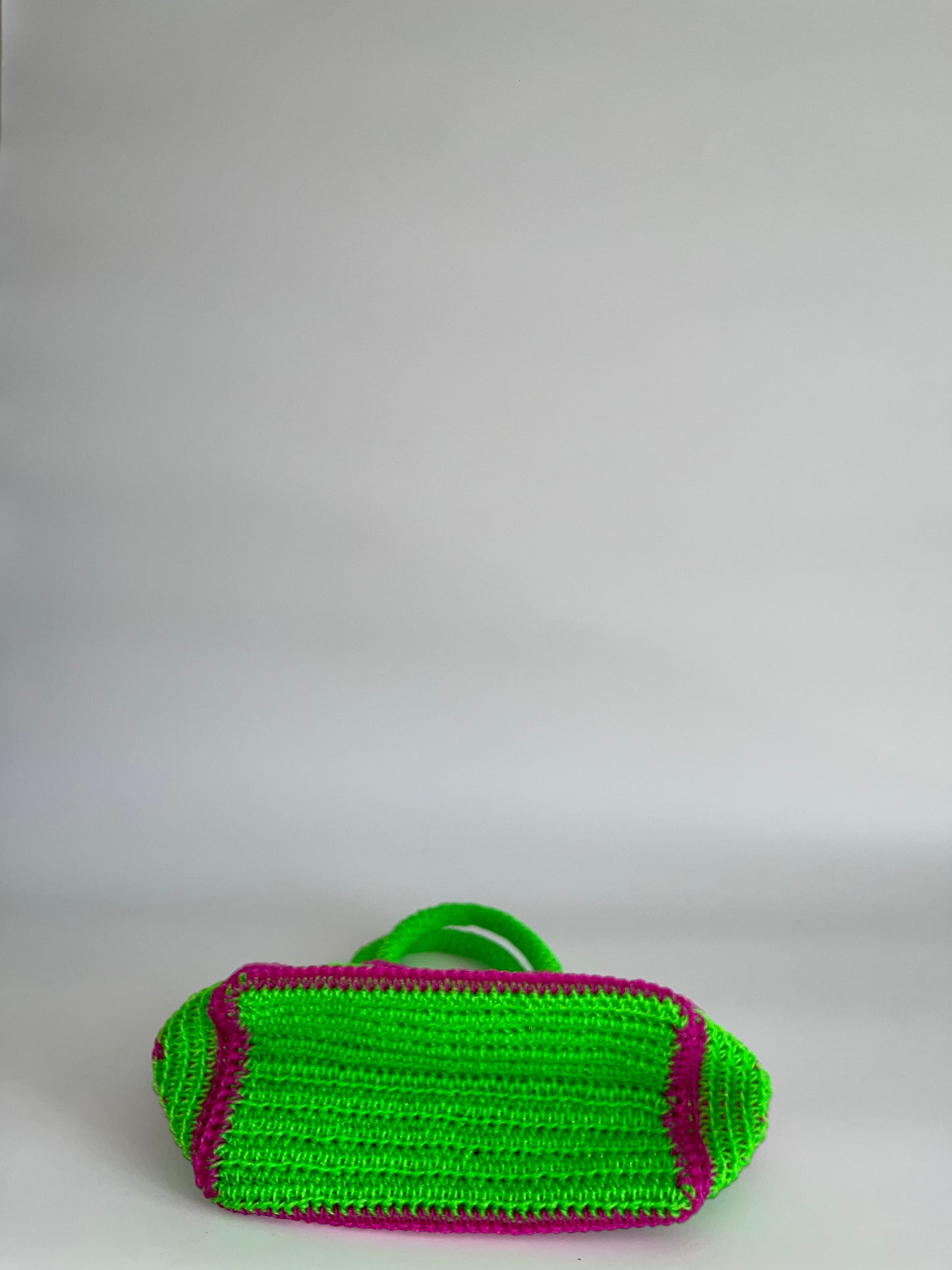 N°23SC - SAC CROCHET FLEUR XS - MINI - vert fluo & rose fluo