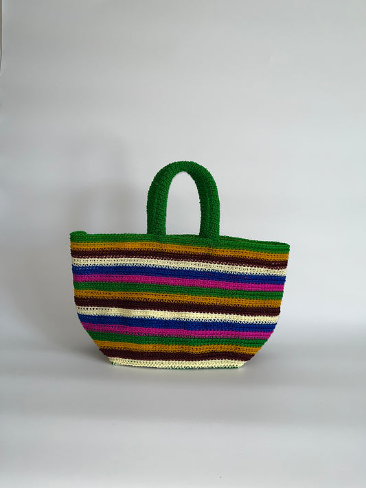 N°4SC - SAC CROCHET STRI M - MOYEN - multicolors