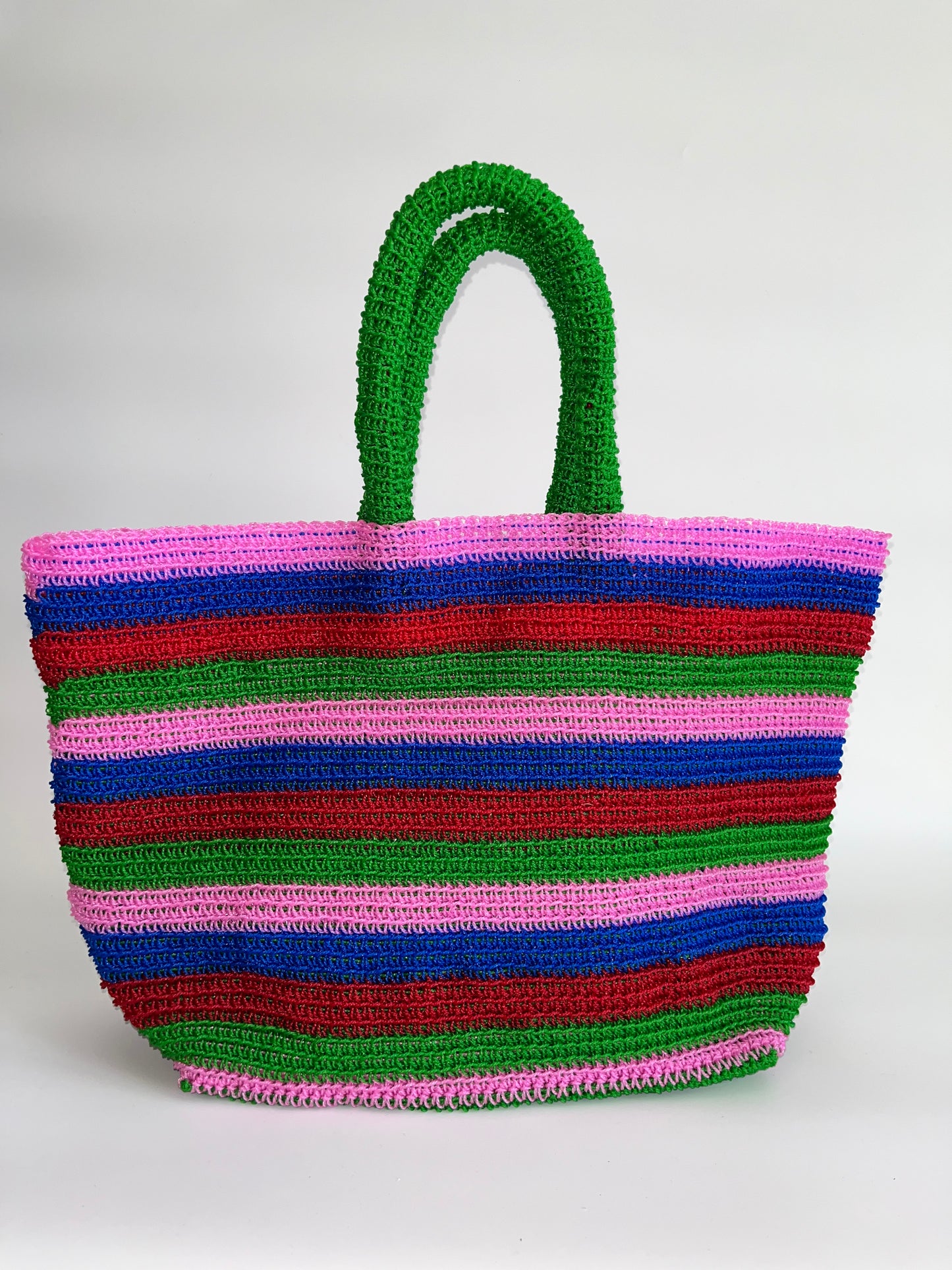 N°26SC - SAC CROCHET STRI XL - TRES GRAND - multicolors