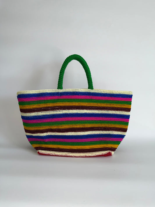 N°4SC - SAC CROCHET STRIE XL - TRES GRAND - multicolors