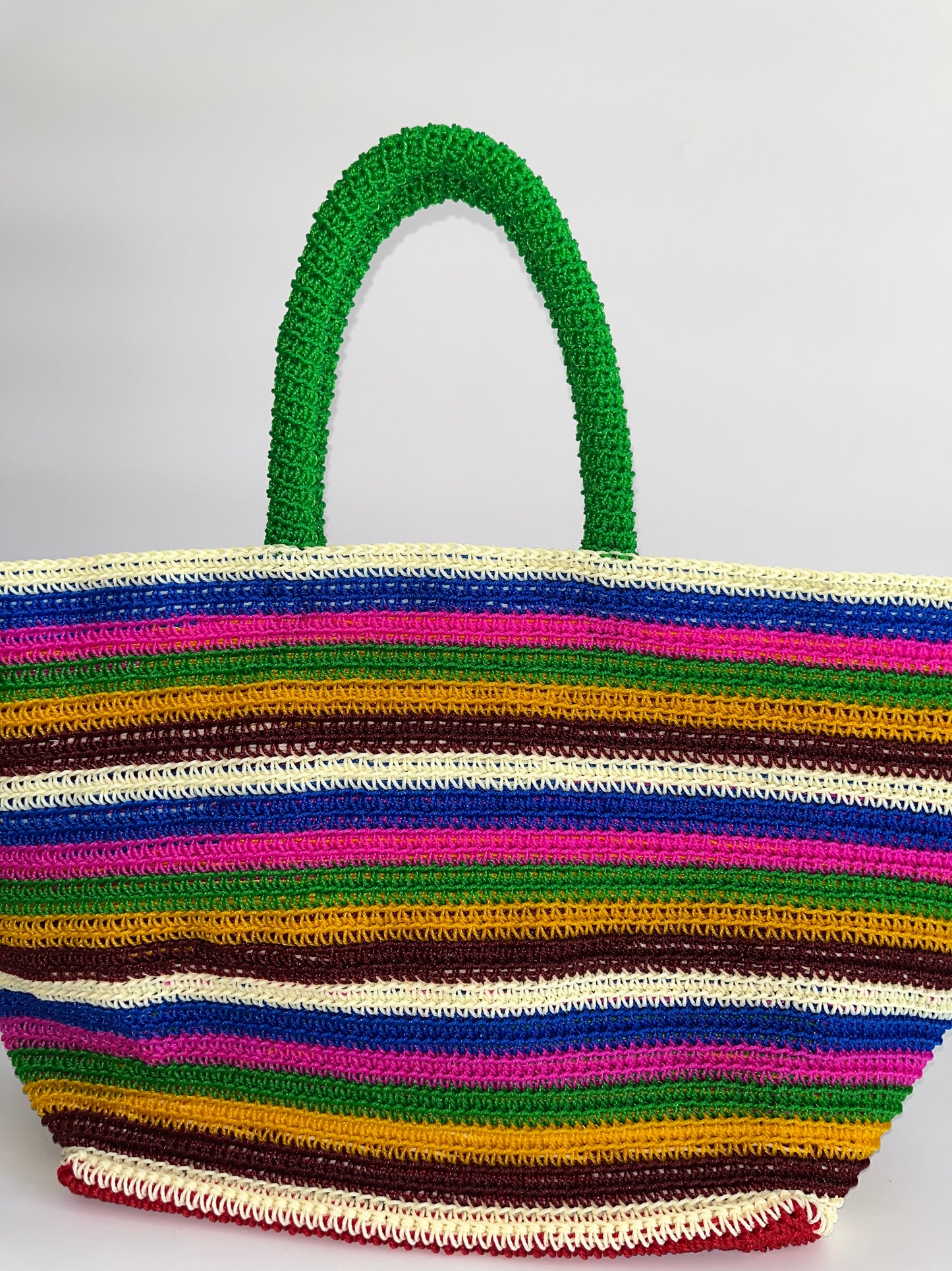 N°4SC - SAC CROCHET STRIE XL - TRES GRAND - multicolors