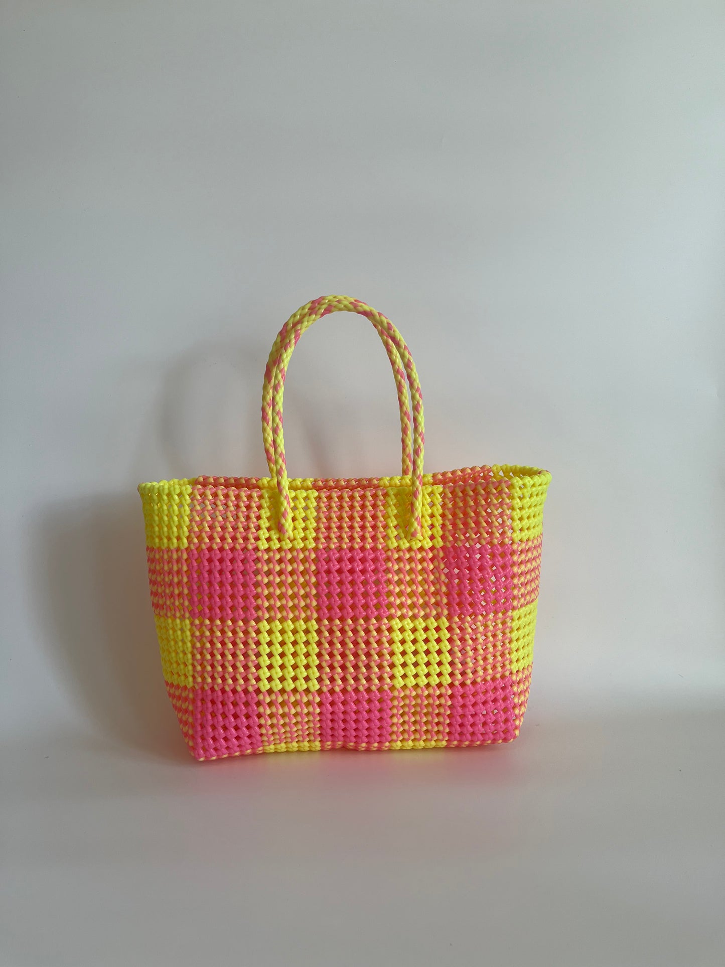 N°106L - SAC COLORÉ - GRAND - rose clair & jaune fluo