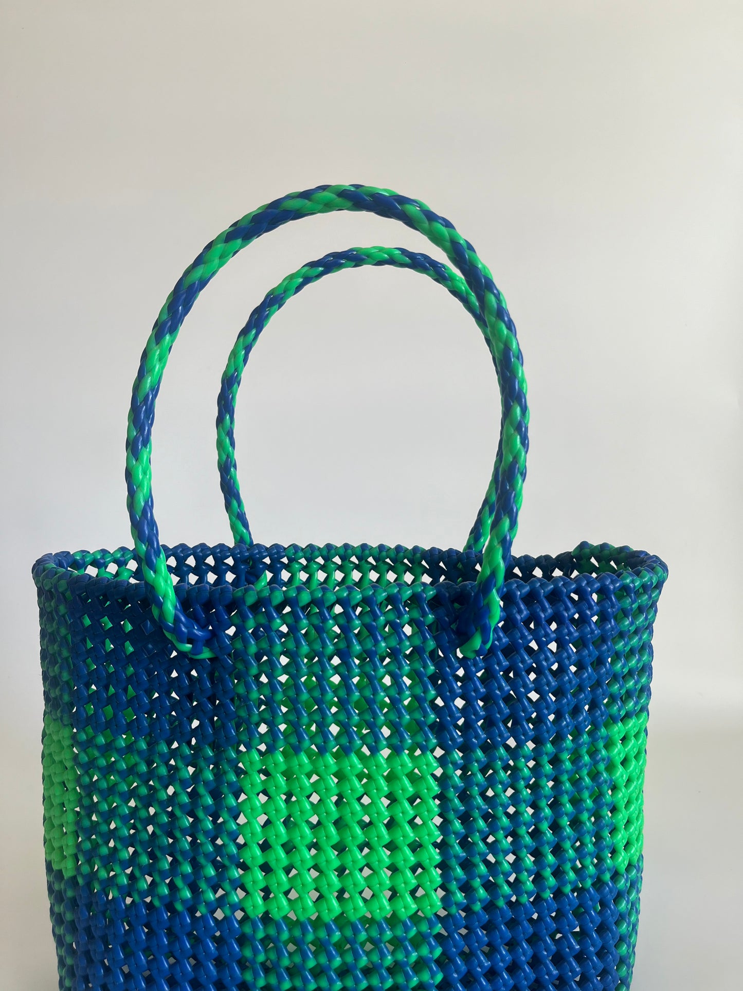 N°49M - SAC COLORÉ - MOYEN - vert fluo & bleu foncé