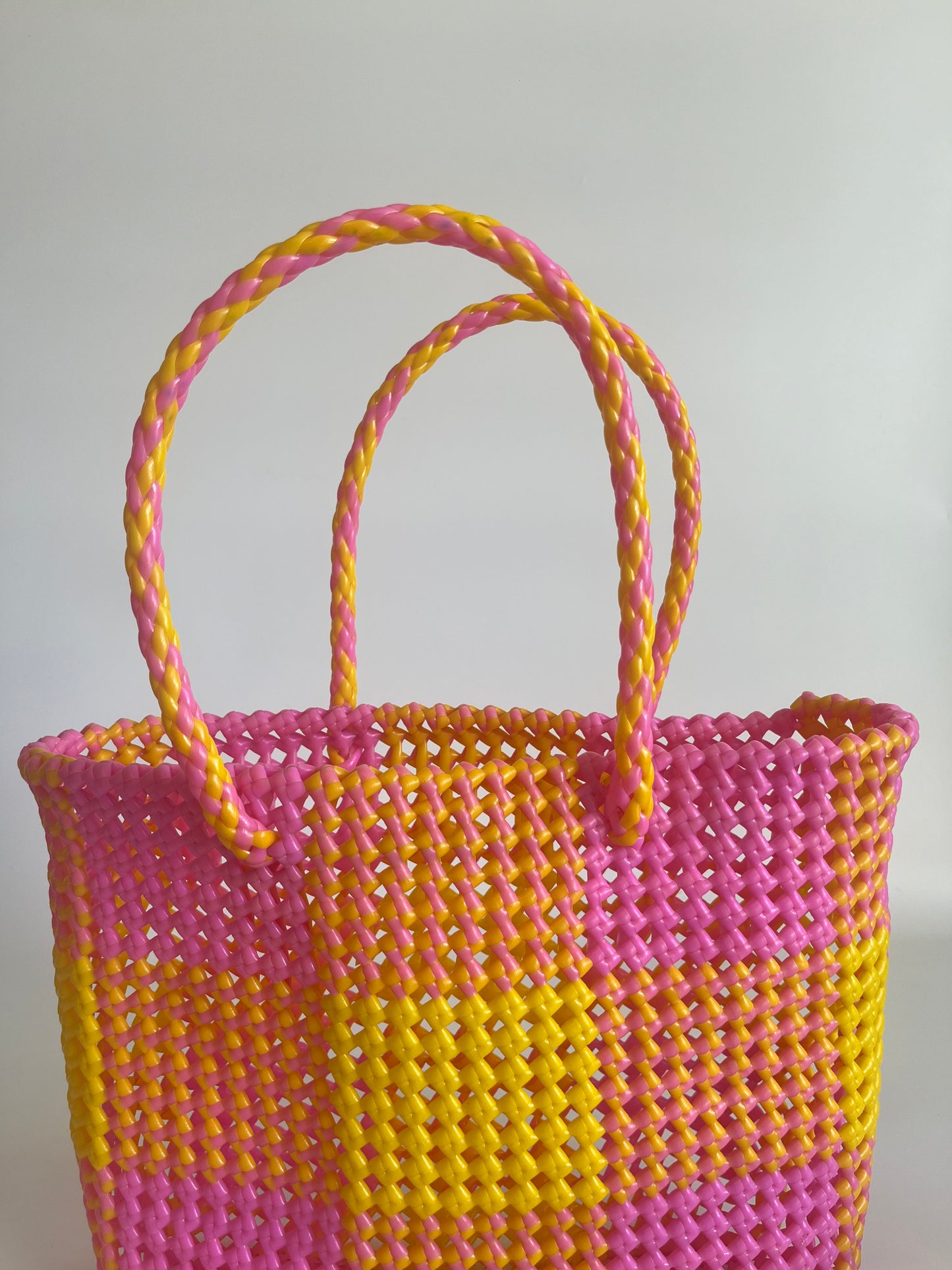 N°24M - SAC COLORÉ - MOYEN - jaune & rose clair