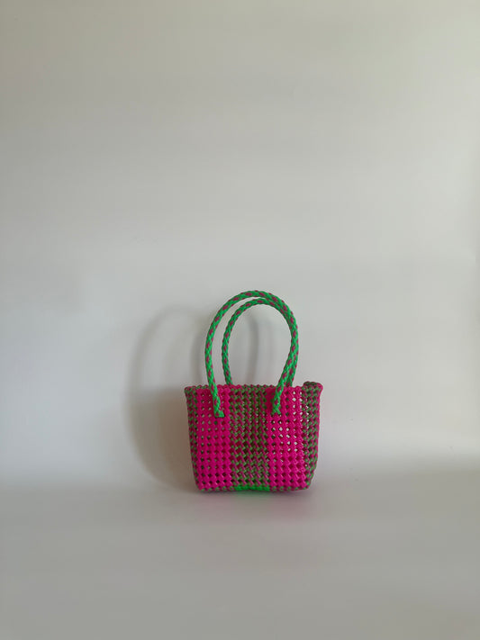 N°20XS bis - SAC COLORÉ - MINI - rose fluo & vert fluo