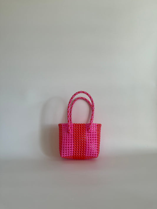 N°12XS - SAC COLORÉ - MINI - rose clair & rouge