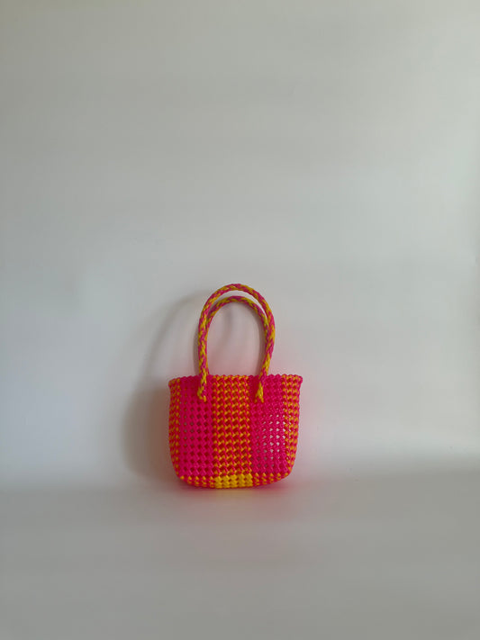 N°120XS bis - SAC COLORÉ - MINI - jaune & rose fluo