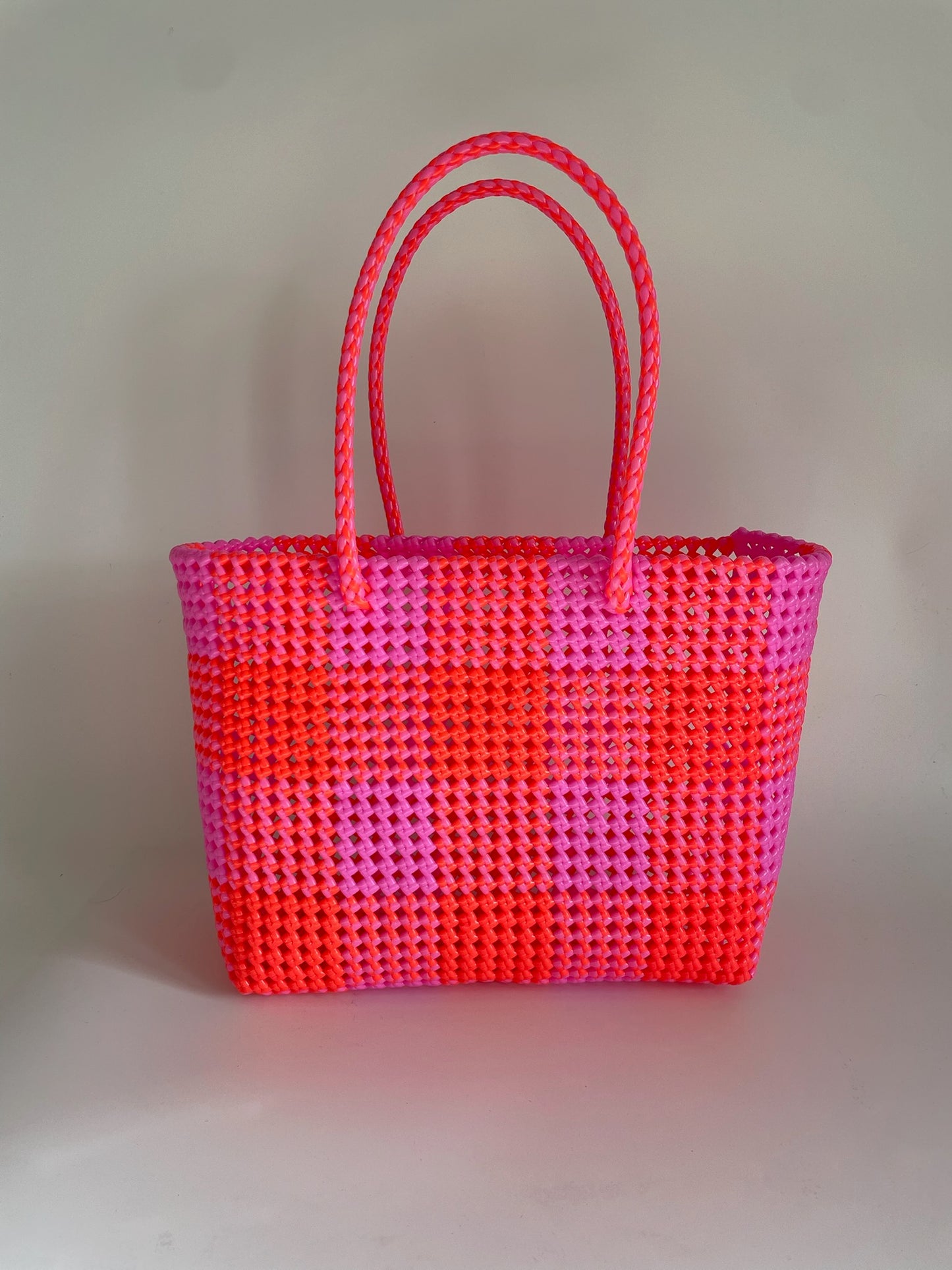 N°51L - SAC COLORÉ - GRAND - rose clair & orange fluo