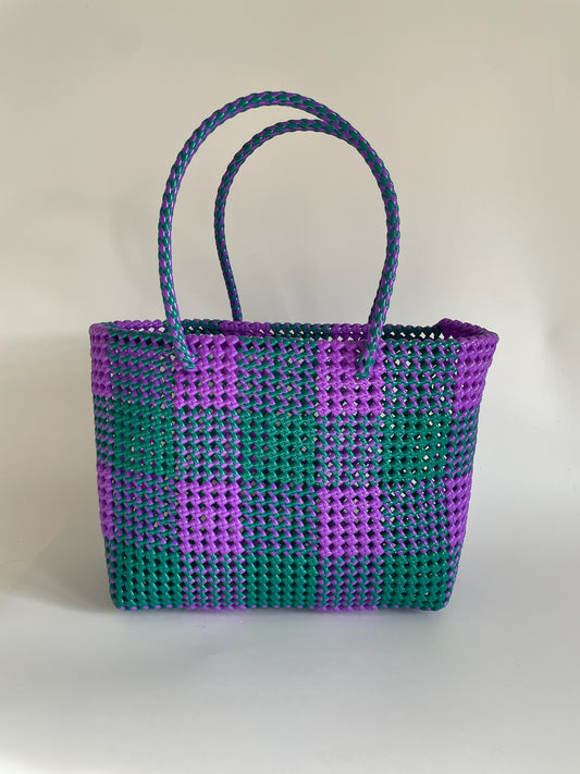 N°91L - SAC COLORÉ - GRAND - violet & vert foncé