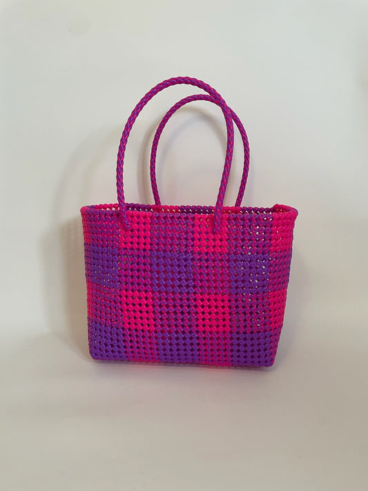 N°88L - SAC COLORÉ - GRAND - violet & rose fluo