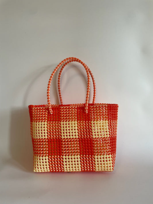 N°37L - SAC COLORÉ - GRAND - orange & crème