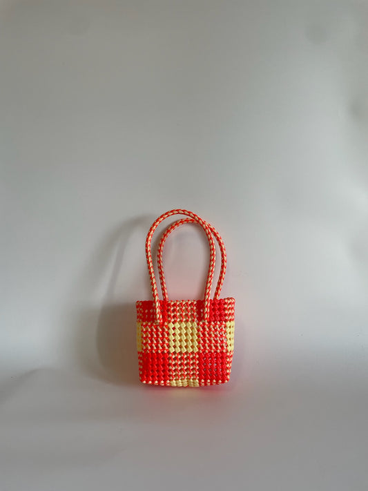 N°268XS - SAC COLORÉ - MINI - orange fluo & crème