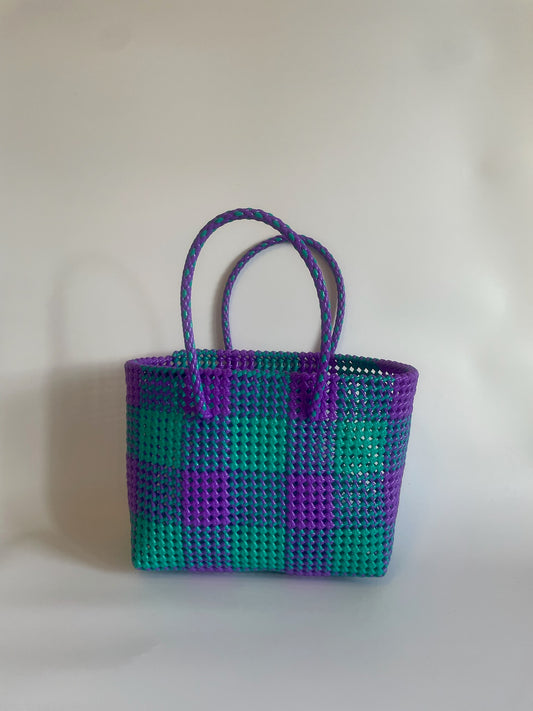 N°3L - SAC COLORÉ - GRAND - turquoise & violet