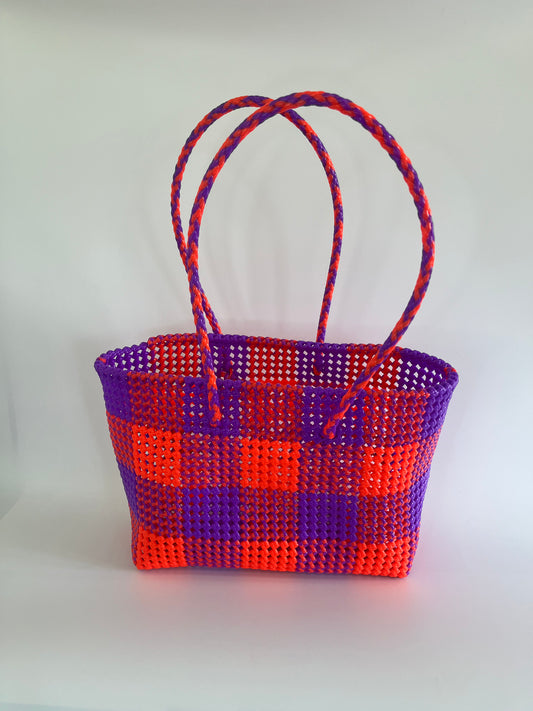 N°213L - SAC COLORÉ - GRAND - violet & orange fluo