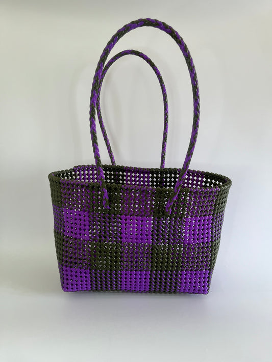 N°96L - SAC COLORE - GRAND - kaki & violet