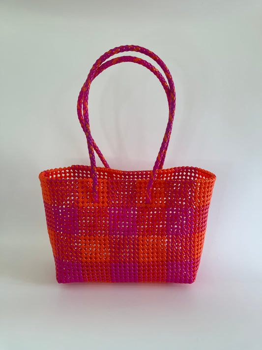 N°97L - SAC COLORÉ - GRAND - rose foncé & orange