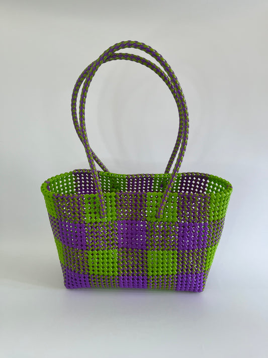 N°6L - SAC COLORÉ - GRAND - vert clair & violet