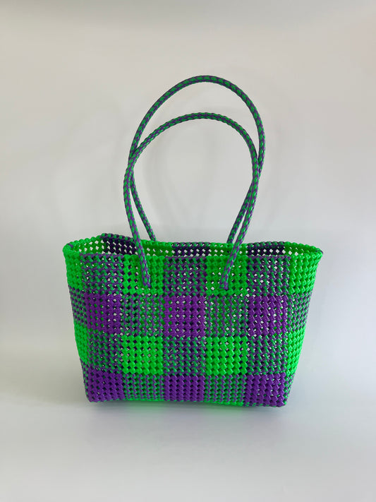 N°2L - SAC COLORÉ - GRAND - vert fluo & violet