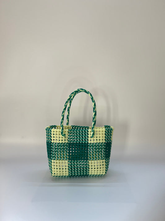 N°54S - SAC COLORÉ - PETIT - vert foncé & écru