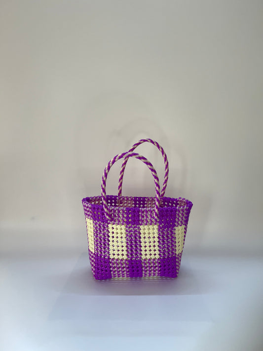 N°68S - SAC COLORÉ - PETIT - violet & écru