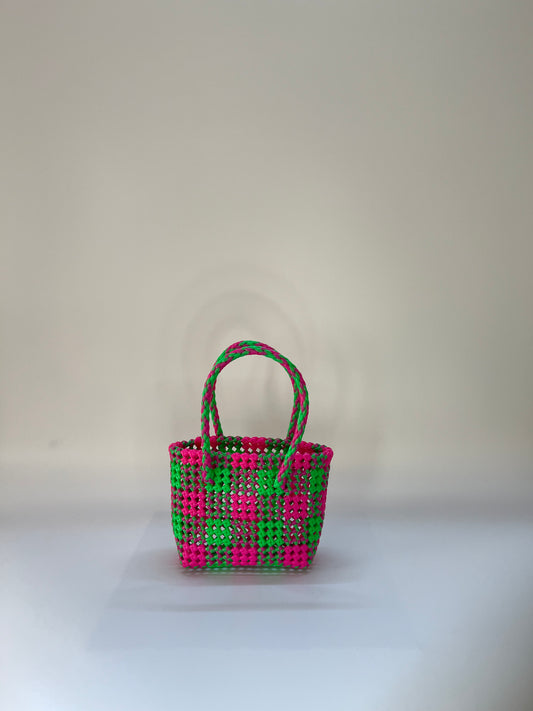 N°20XS - SAC COLORÉ - MINI - rose fluo & vert fluo