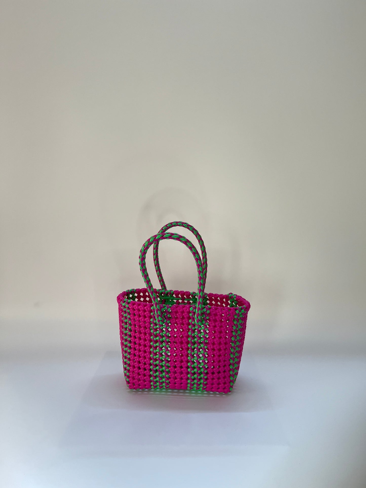 N°176S bis - SAC COLORÉ - PETIT - rose foncé & vert fluo