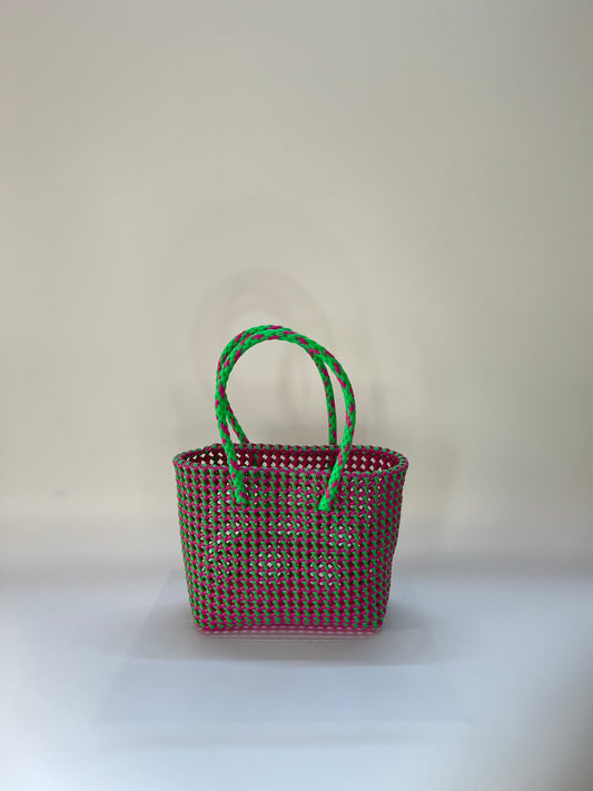 N°20S bis - SAC COLORÉ - PETIT - rose fluo & vert fluo