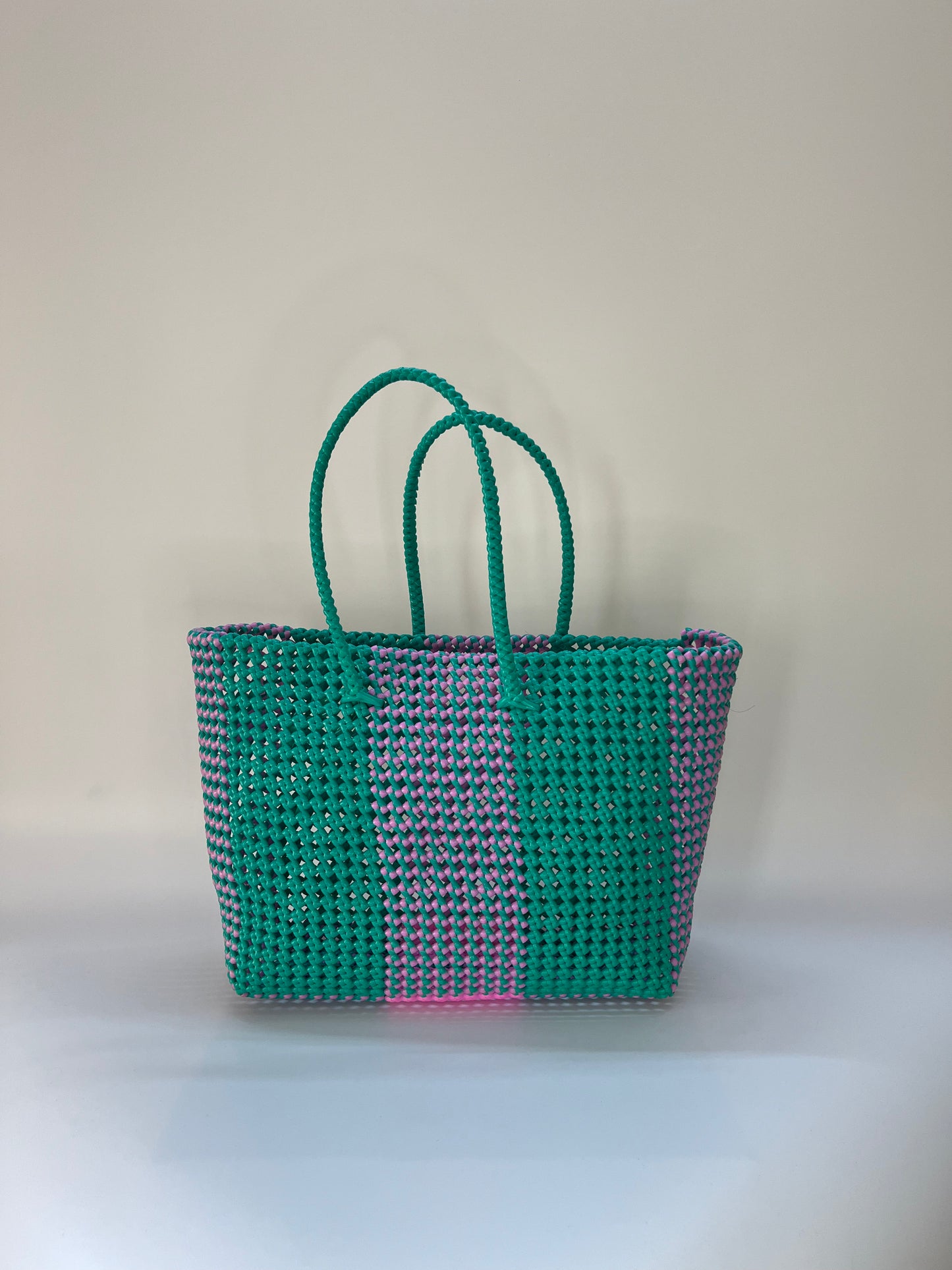 N°79L - SAC COLORÉ - GRAND - rose clair & turquoise