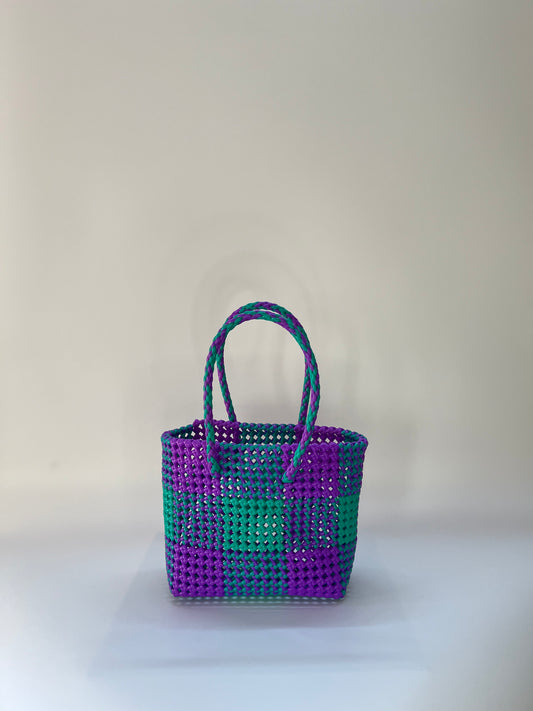 N°3S - SAC COLORÉ - PETIT - violet & turquoise