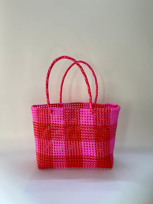 N°12L - SAC COLORÉ - GRAND - rose clair & rouge