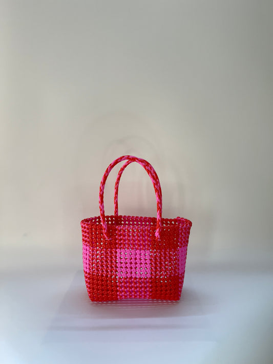 N°12S - SAC COLORÉ - PETIT - rose clair & rouge