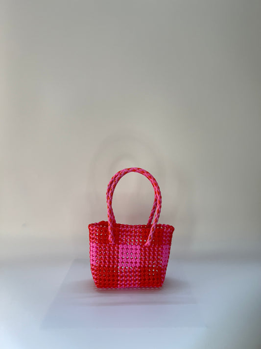 N°12XS bis - SAC COLORÉ - MINI - rose clair & rouge