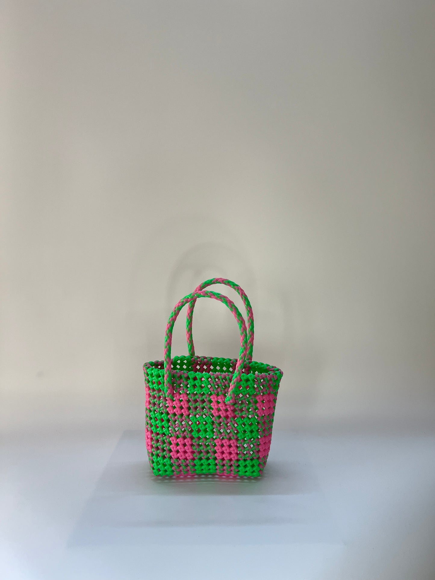 N°105XS - SAC COLORÉ - MINI - rose clair & vert fluo