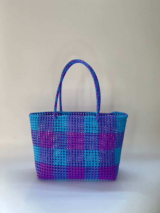 N°4L - SAC COLORÉ - GRAND - bleu clair & violet