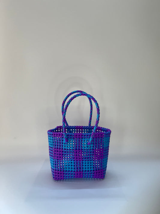 N°4S - SAC COLORÉ - PETIT - bleu clair & violet