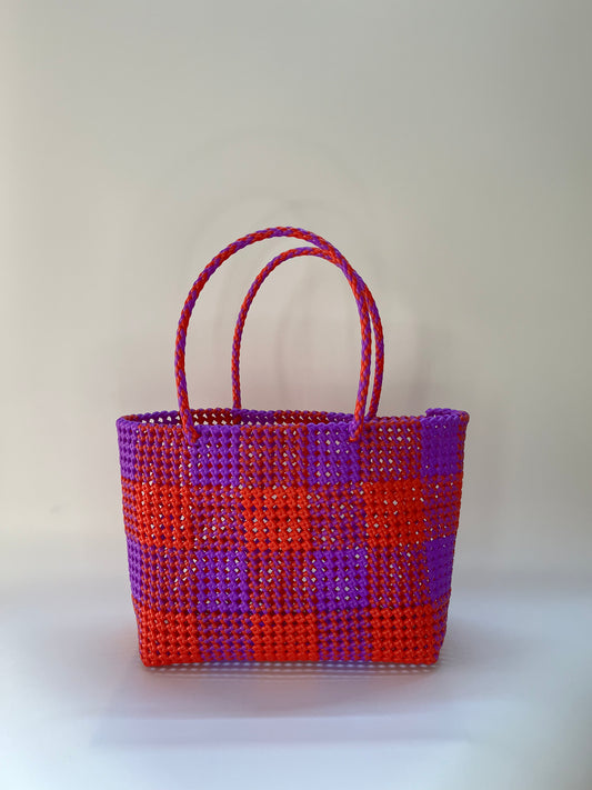 N°8L - SAC COLORÉ - GRAND - rouge clair & violet