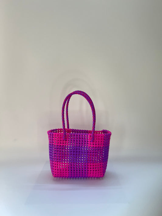 N°88S - SAC COLORÉ - PETIT - rose fluo & violet