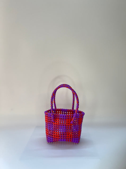 N°8XS bis - SAC COLORÉ - MINI - rouge clair & violet