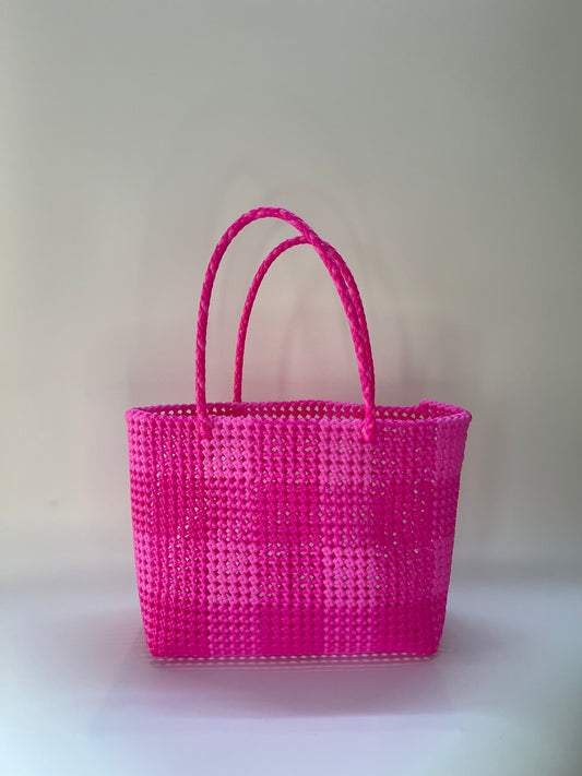 N°26L - SAC COLORÉ - GRAND - rose fluo & rose clair