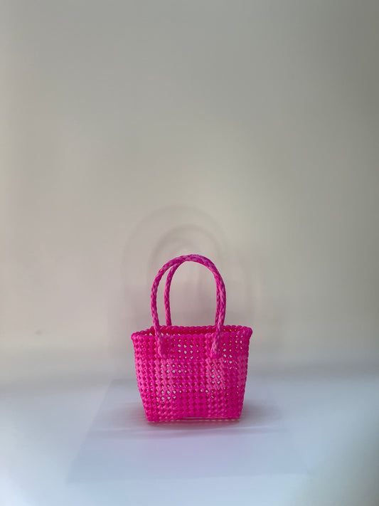 N°26XS - SAC COLORÉ - MINI - rose clair & rose fluo