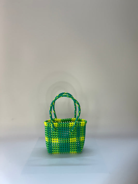 N°130XS - SAC COLORÉ - MINI - turquoise & jaune fluo