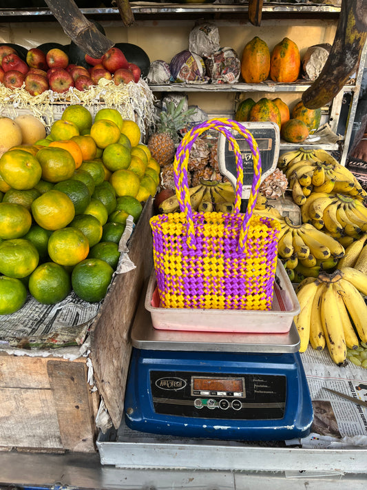 N°92XS - SAC COLORÉ - MINI - violet & jaune