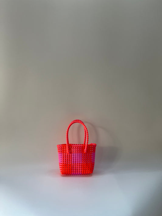 N°51XS - SAC COLORÉ - MINI - rose clair & orange fluo