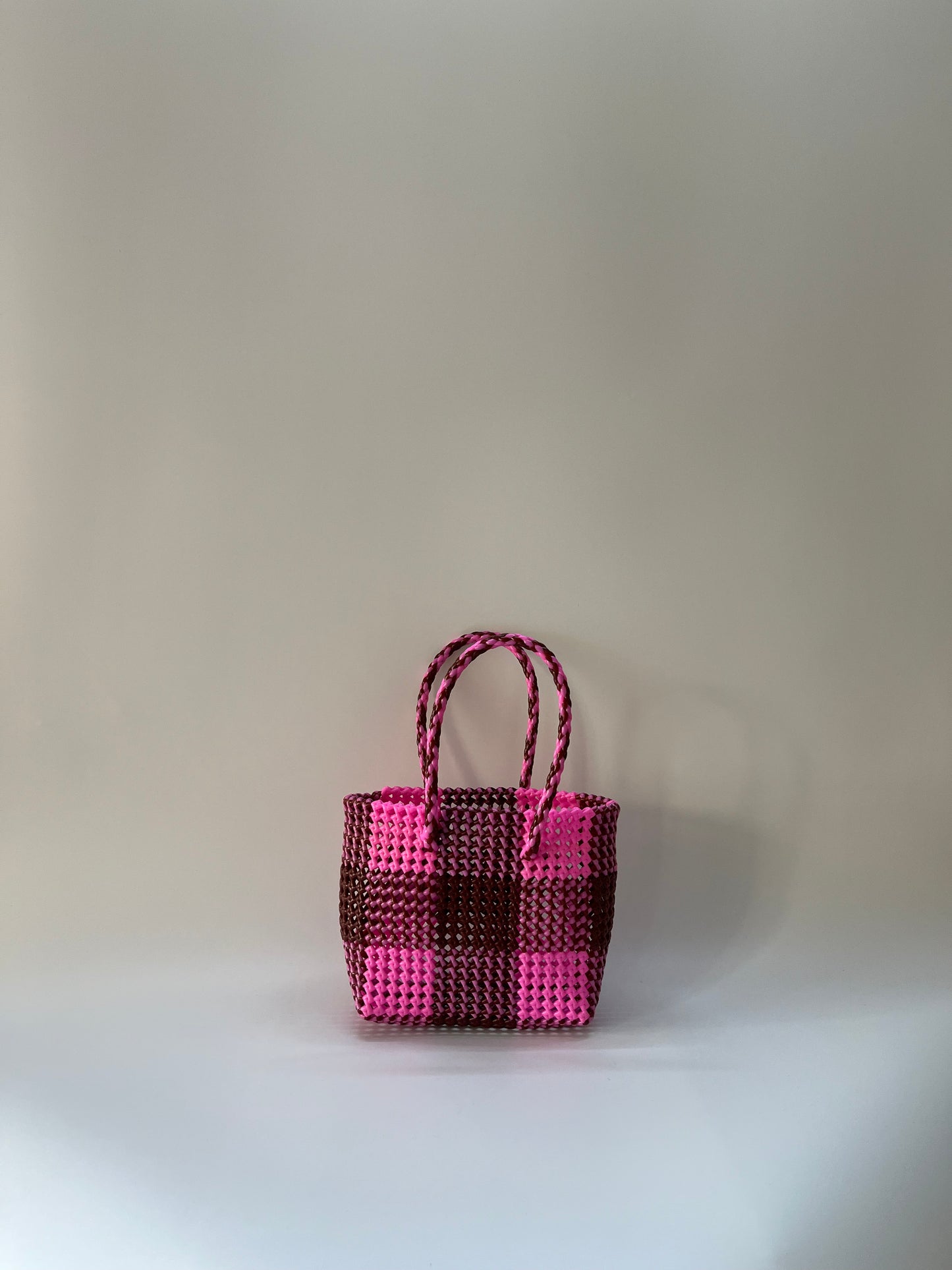 N°221S - SAC COLORÉ - PETIT - bordeaux & rose clair