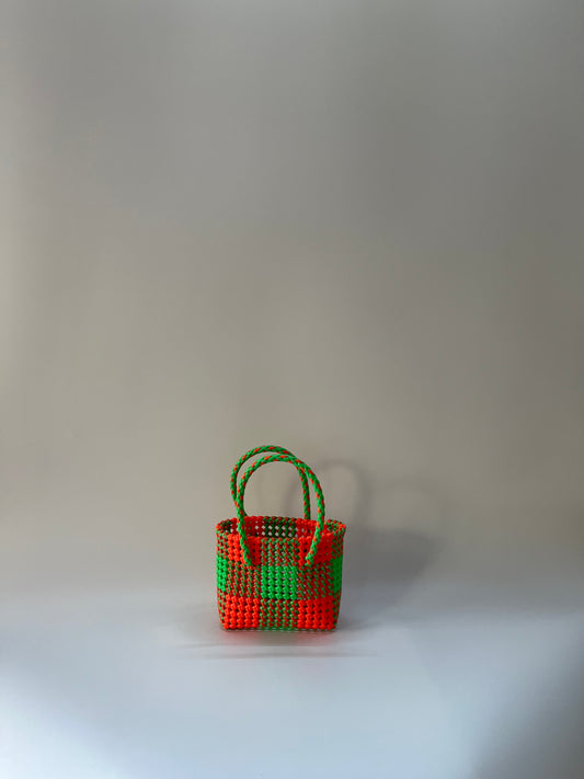 N°215XS - SAC COLORÉ - MINI - orange fluo & vert fluo