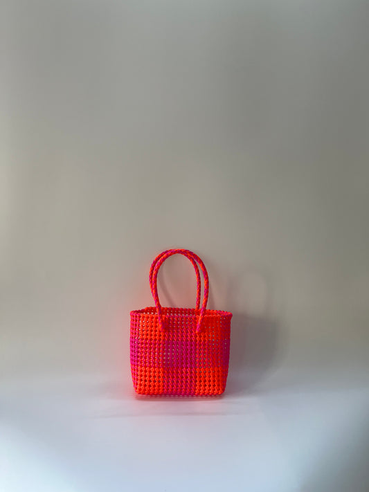 N°222S - SAC COLORÉ - PETIT - orange fluo & rose fluo